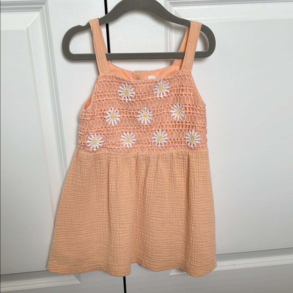 Peach Crochet Kids Dress